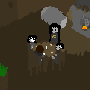 It's evening, and the light of the hearth flickers. Veli glances nervously between Selice and his mother as Stella stares Selice down, a smile upon her face.