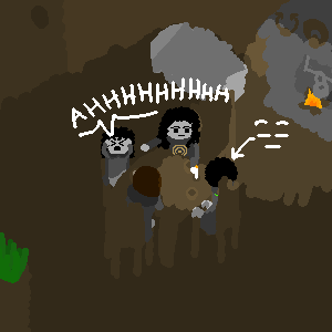 Selice holds back laughter while Reese shouts and almost knocks over a candle that Stella pushes away from her while giving Veli a harsh look and giving Reese a sweet one while Veli smirks and the hearth flickers.