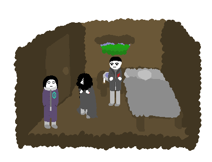 Stella giving Reese a big ol hug, smilling. Kennari practically falling asleep while waiting to take Reese, Itenus waiting to inspect Stella.