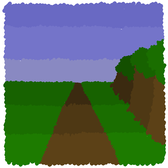 The same shot of the road with the forest on the right. Empty.