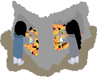 Inalia and Keta stand before the tavern's great hearth. It sits in the corner of a back room, creating heat to warm the building and cooking stew to be served. The two girls stir and spice the stew, Inalia following after Keta's lead.