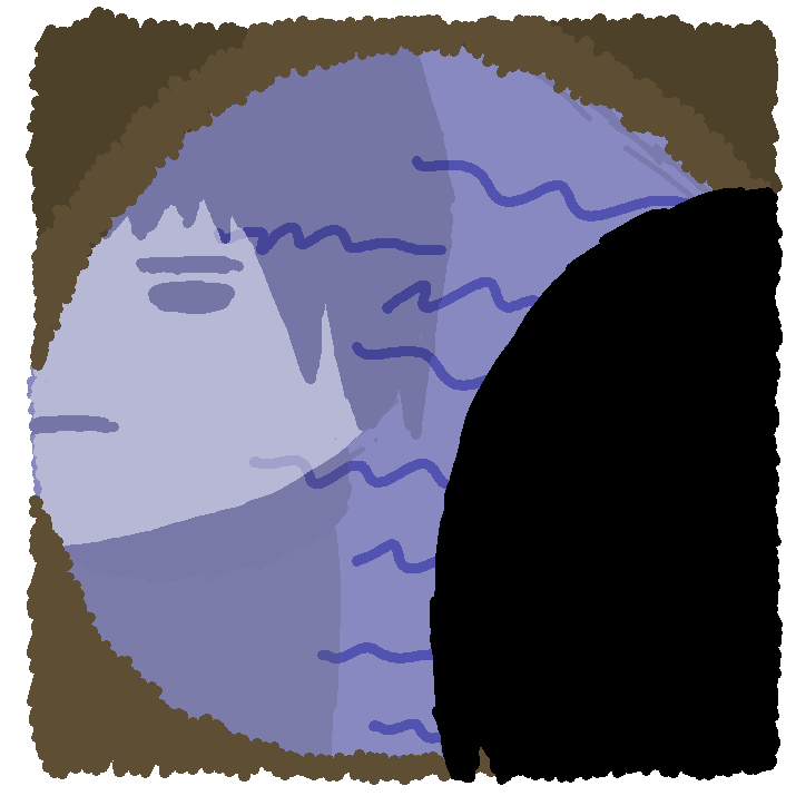 Kenik sees his own reflection within the water. His expression is flat.